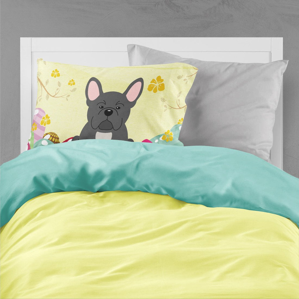 Easter Eggs French Bulldog Black Standard Pillowcase Lightweight Super Soft Easy Care Decorative Artwork Pillowcase, Standard