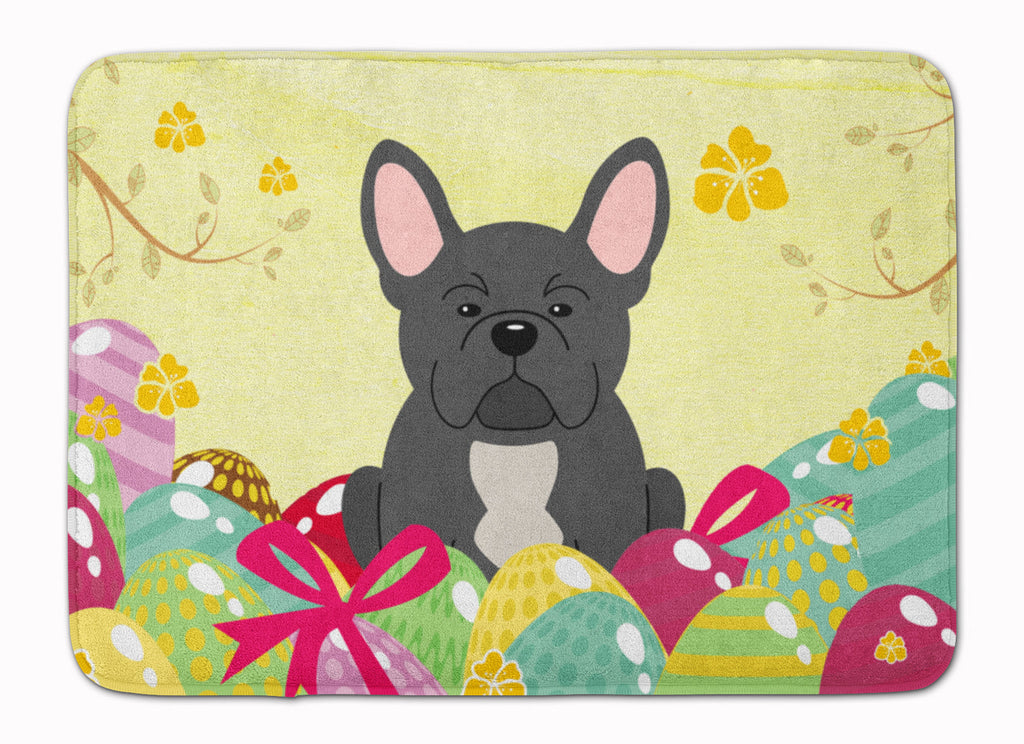 Easter Eggs French Bulldog Black Memory Foam Kitchen Mat Machine Washable Anti-Fatigue Cushion Comfort Bath or Kitchen Rug