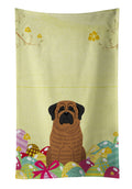 Easter Eggs Mastiff Brindle Kitchen Towel Velour Plush Front and Cotton Loop Back Machine Washable