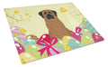 Easter Eggs Mastiff Brindle Cutting Board Tempered Glass Kitchen Cutting Surface, Heat Resistant Chopping, Non-Slip Feet, Food Prep & Serving