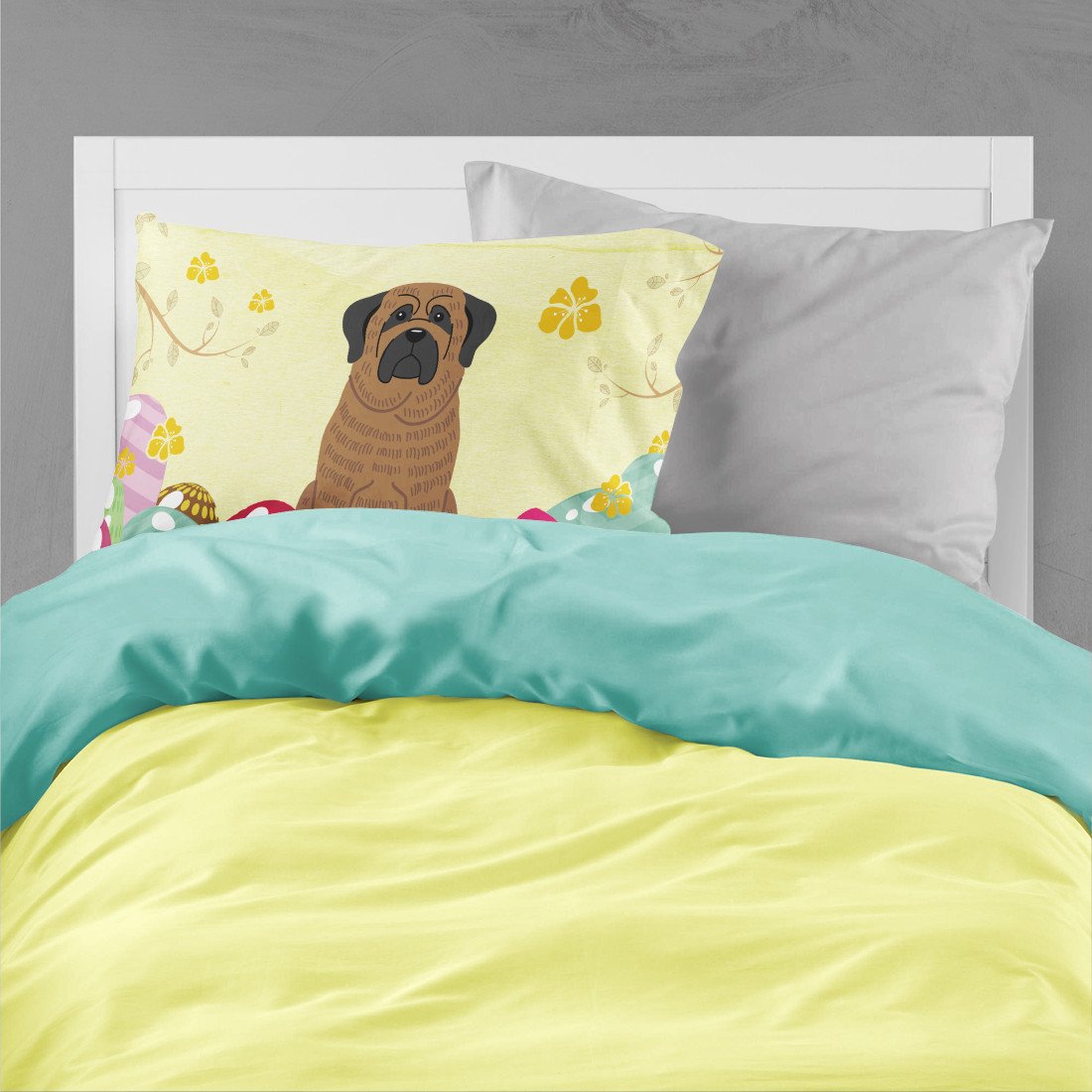 Easter Eggs Mastiff Brindle Standard Pillowcase Lightweight Super Soft Easy Care Decorative Artwork Pillowcase, Standard