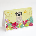 Easter Eggs Mastiff Brindle White Greeting Cards Pack of 8 Blank Cards with Envelopes Whimsical A7 Size 5x7