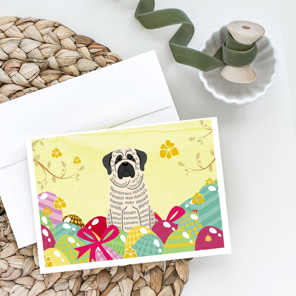 Easter Eggs Mastiff Brindle White Greeting Cards Pack of 8 Blank Cards with Envelopes Whimsical A7 Size 5x7
