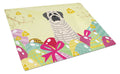 Easter Eggs Mastiff Brindle White Cutting Board Tempered Glass Kitchen Cutting Surface, Heat Resistant Chopping, Non-Slip Feet, Food Prep & Serving