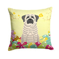Easter Eggs Mastiff Brindle White Decorative Throw Pillow 14x14 Indoor Outdoor Accent Cushion, Fabric Cover with Insert for Sofa, Bed, Porch & Living Room