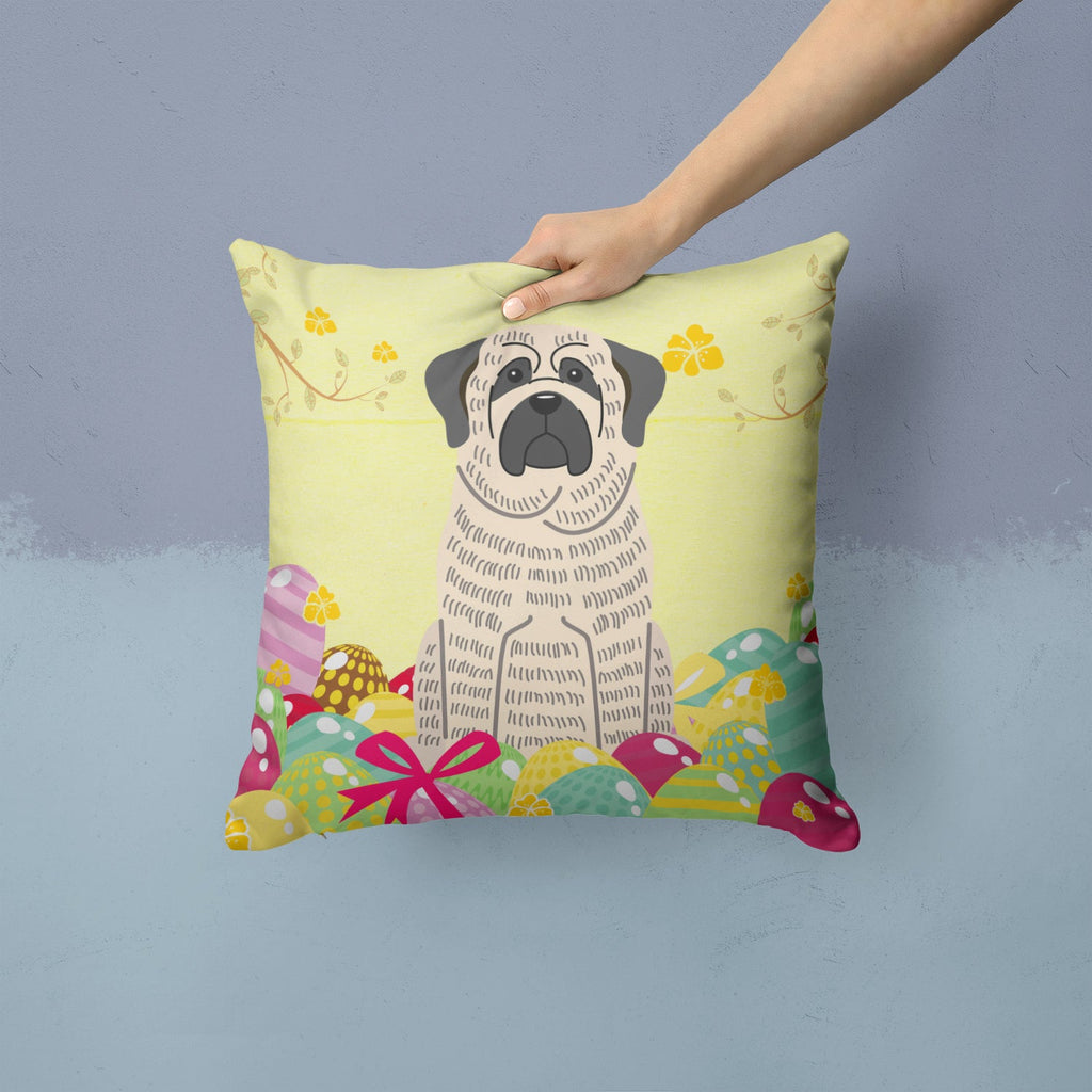 Easter Eggs Mastiff Brindle White Decorative Throw Pillow 14x14 Indoor Outdoor Accent Cushion, Fabric Cover with Insert for Sofa, Bed, Porch & Living Room