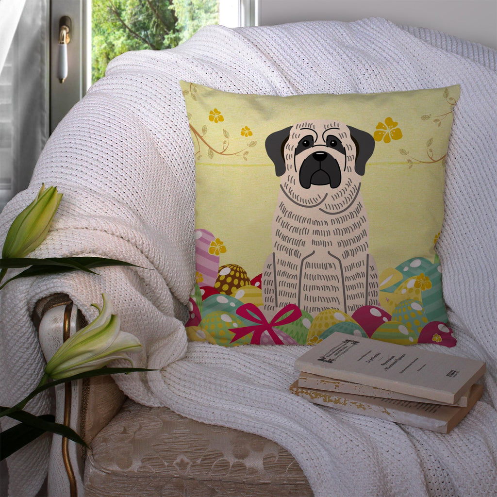 Easter Eggs Mastiff Brindle White Decorative Throw Pillow 14x14 Indoor Outdoor Accent Cushion, Fabric Cover with Insert for Sofa, Bed, Porch & Living Room