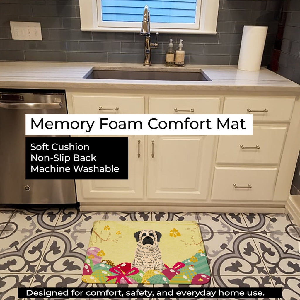 Easter Eggs Mastiff Brindle White Memory Foam Kitchen Mat Machine Washable Anti-Fatigue Cushion Comfort Bath or Kitchen Rug