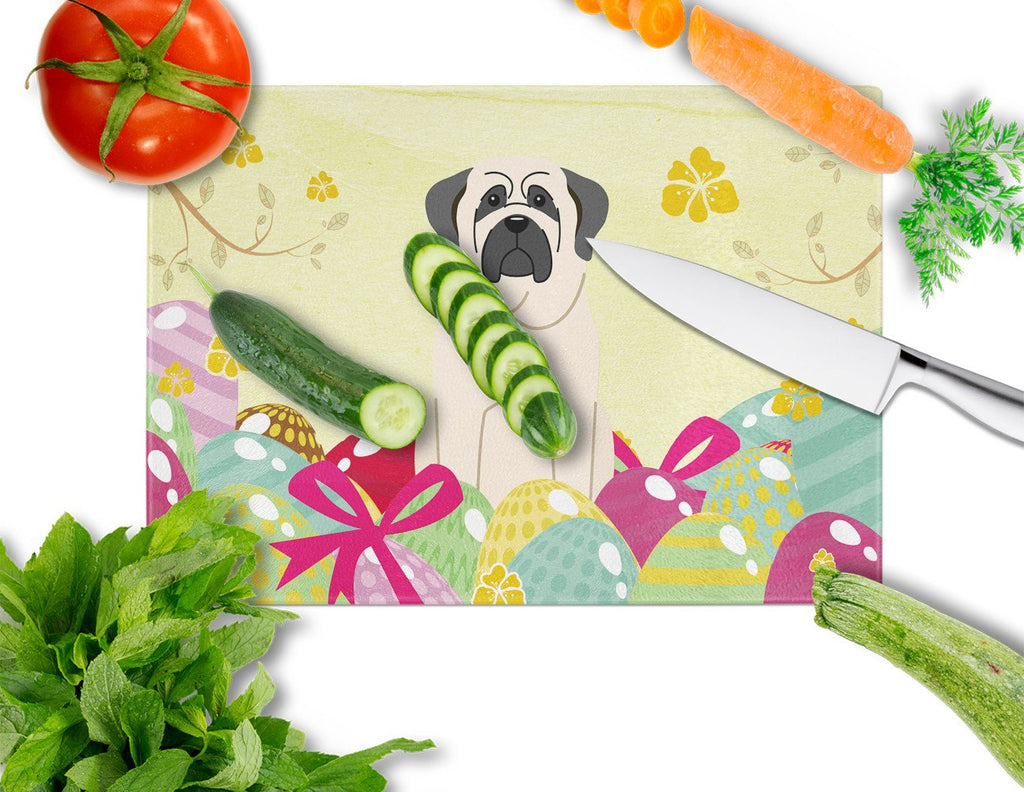 Easter Eggs Mastiff White Cutting Board Tempered Glass Kitchen Cutting Surface, Heat Resistant Chopping, Non-Slip Feet, Food Prep & Serving
