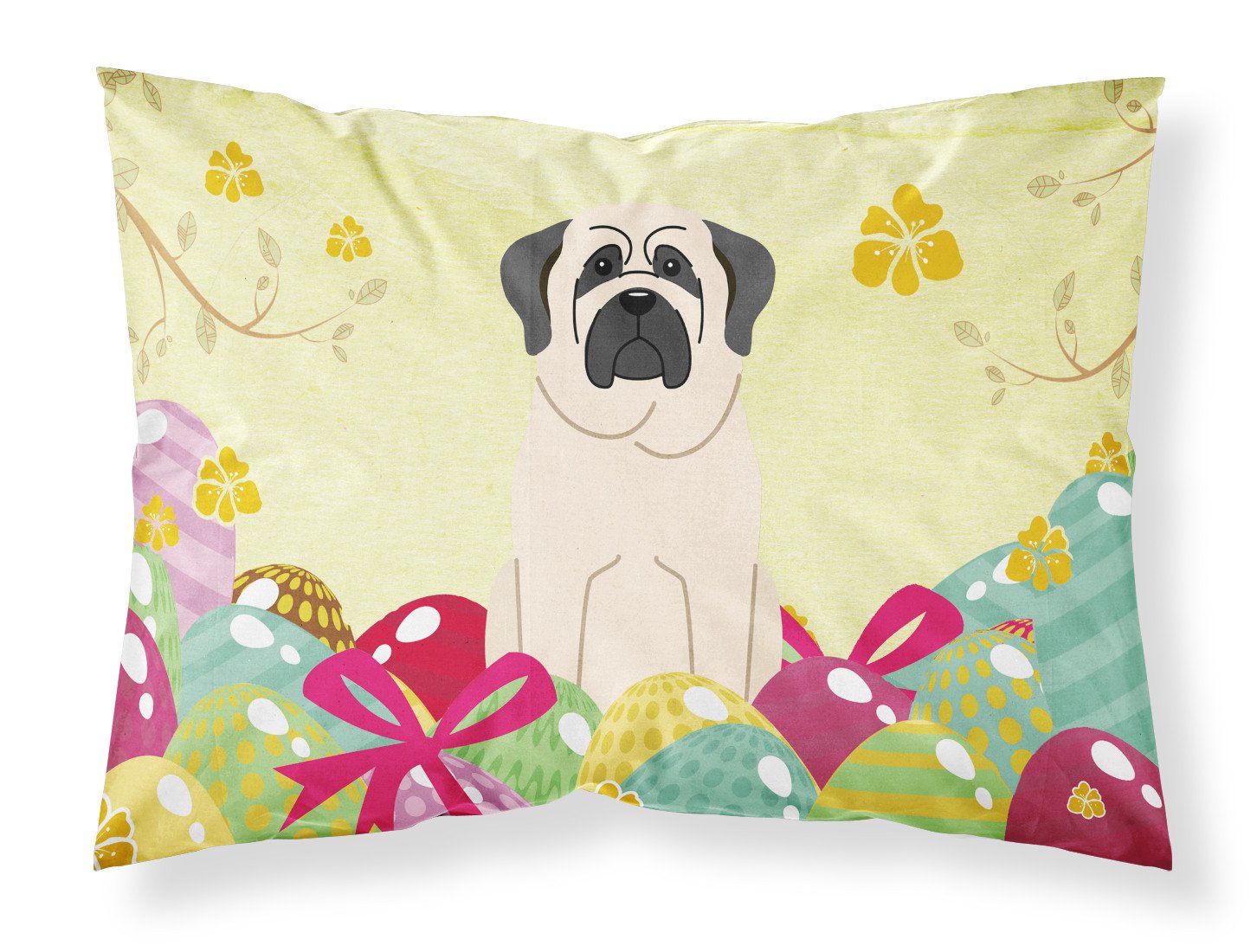 Easter Eggs Mastiff White Standard Pillowcase Lightweight Super Soft Easy Care Decorative Artwork Pillowcase, Standard