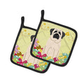 Easter Eggs Mastiff White Pot Holder Set of 2 Heat Resistant Quilted Hot Pads 7.5 x 7.5 Inch, Insulated Kitchen Trivets for Cooking & Baking