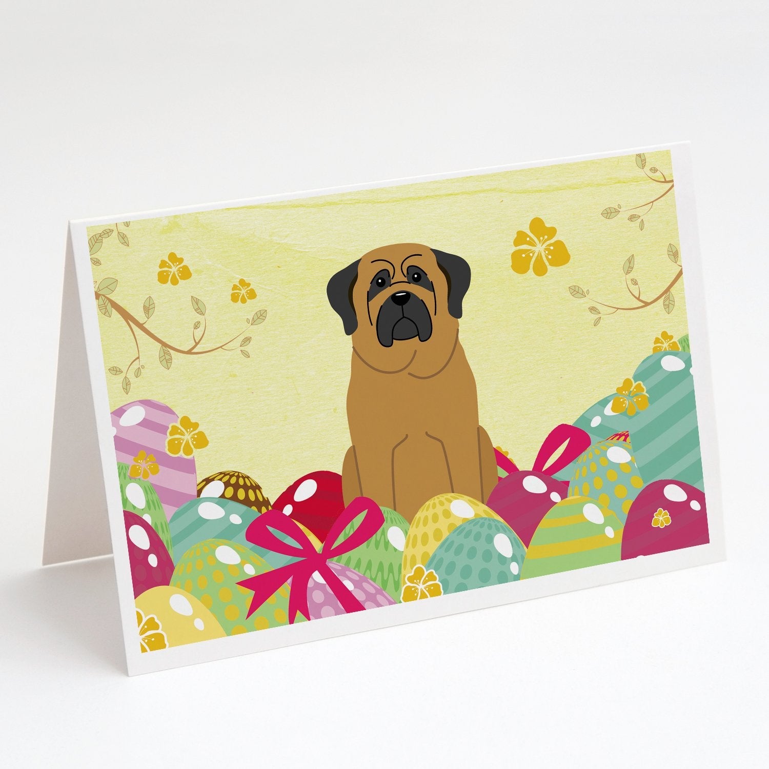 Easter Eggs Mastiff Greeting Cards Pack of 8 Blank Cards with Envelopes Whimsical A7 Size 5x7