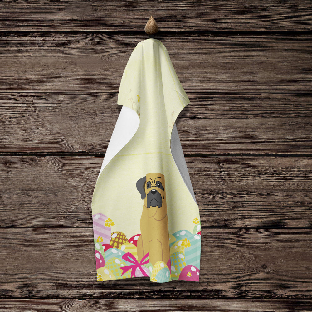 Easter Eggs Mastiff Kitchen Towel Velour Plush Front and Cotton Loop Back Machine Washable