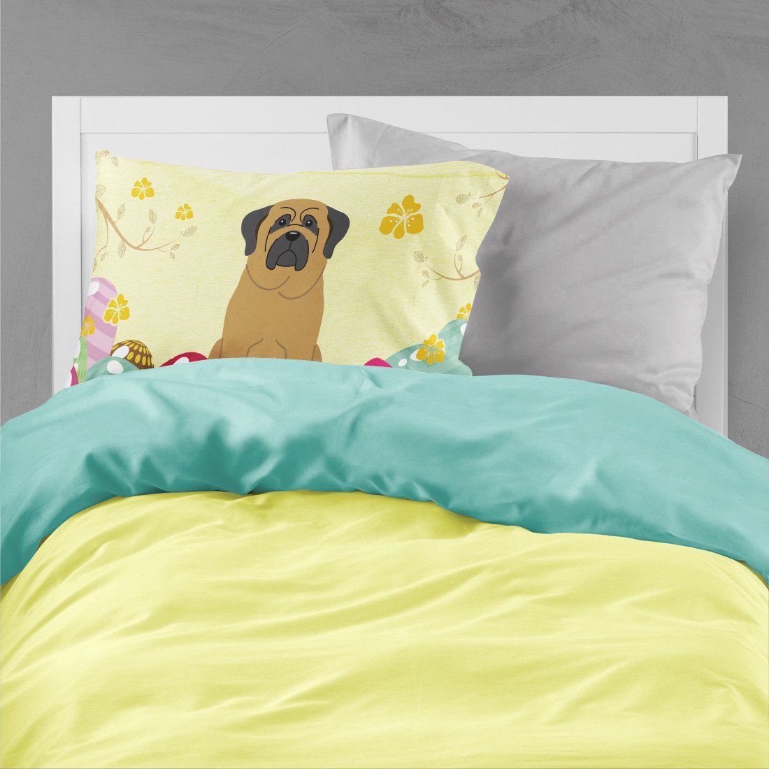 Easter Eggs Mastiff Standard Pillowcase Lightweight Super Soft Easy Care Decorative Artwork Pillowcase, Standard