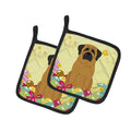 Easter Eggs Mastiff Pot Holder Set of 2 Heat Resistant Quilted Hot Pads 7.5 x 7.5 Inch, Insulated Kitchen Trivets for Cooking & Baking