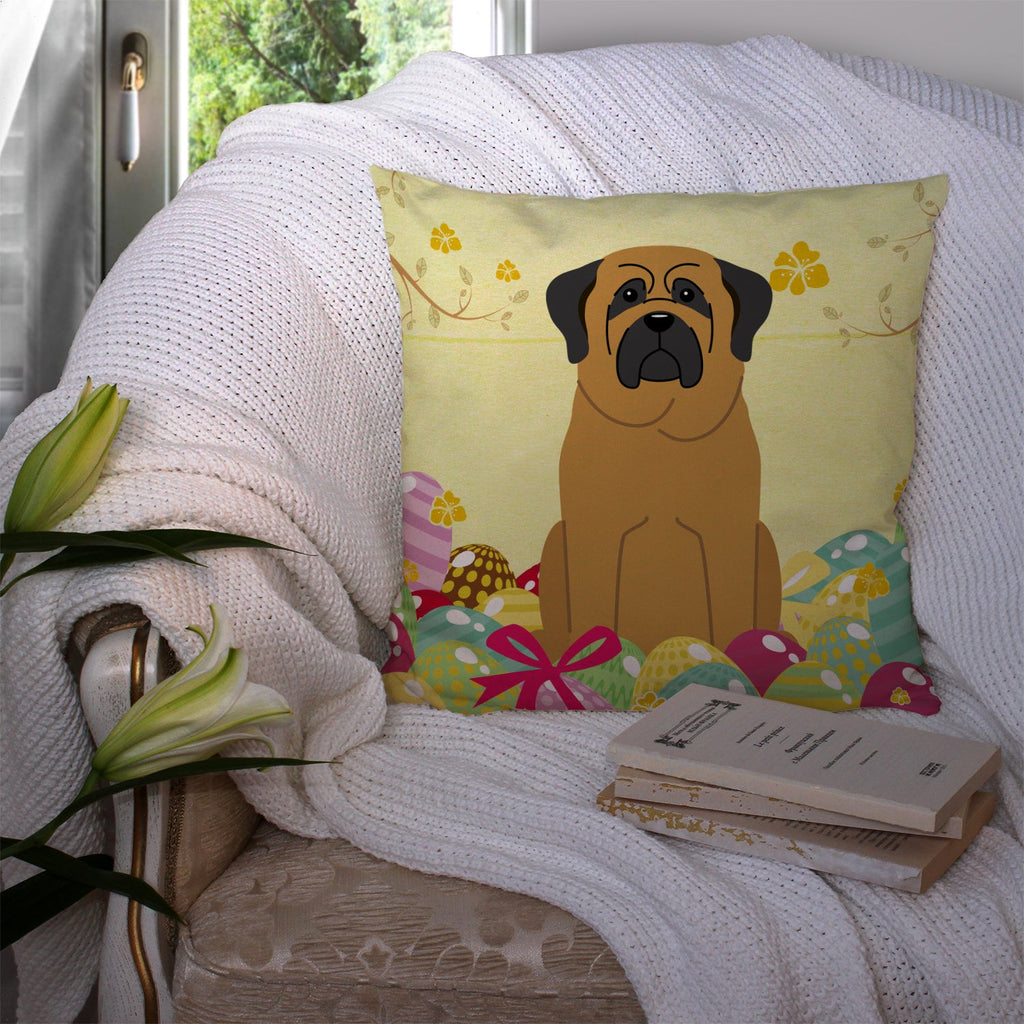 Easter Eggs Mastiff Decorative Throw Pillow 14x14 Indoor Outdoor Accent Cushion, Fabric Cover with Insert for Sofa, Bed, Porch & Living Room