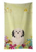 Easter Eggs Lowchen Kitchen Towel Velour Plush Front and Cotton Loop Back Machine Washable