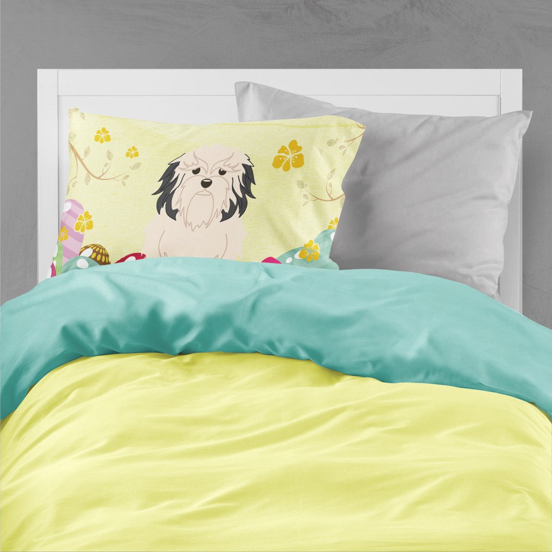 Easter Eggs Lowchen Standard Pillowcase Lightweight Super Soft Easy Care Decorative Artwork Pillowcase, Standard