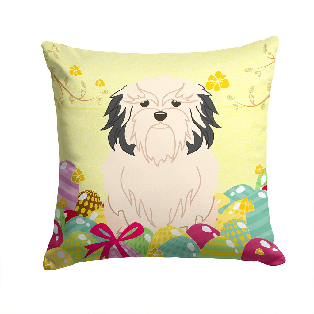 Easter Eggs Lowchen Decorative Throw Pillow 14x14 Indoor Outdoor Accent Cushion, Fabric Cover with Insert for Sofa, Bed, Porch & Living Room