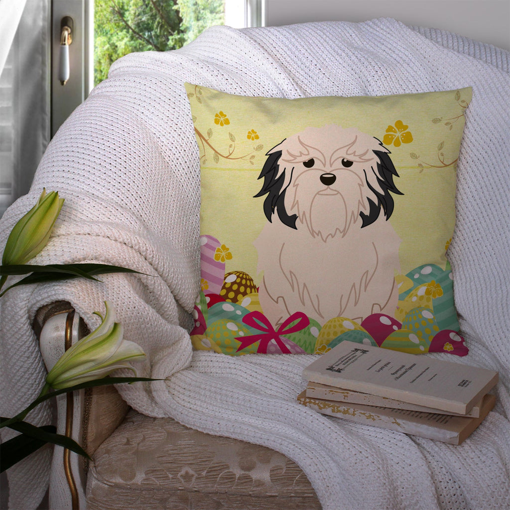 Easter Eggs Lowchen Decorative Throw Pillow 14x14 Indoor Outdoor Accent Cushion, Fabric Cover with Insert for Sofa, Bed, Porch & Living Room