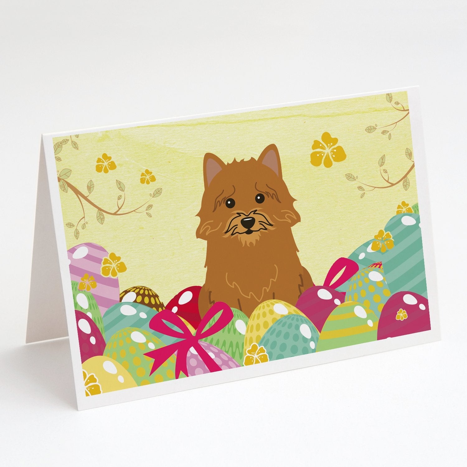 Easter Eggs Norwich Terrier Greeting Cards Pack of 8 Blank Cards with Envelopes Whimsical A7 Size 5x7