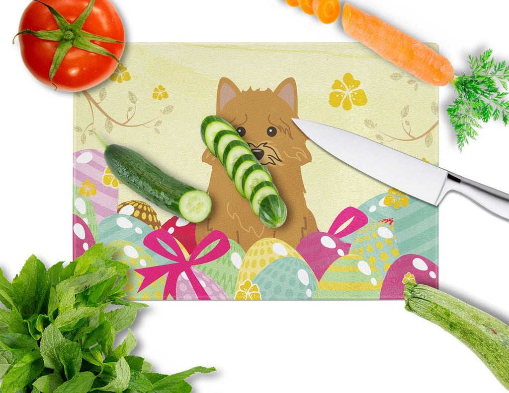 Easter Eggs Norwich Terrier Cutting Board Tempered Glass Kitchen Cutting Surface, Heat Resistant Chopping, Non-Slip Feet, Food Prep & Serving