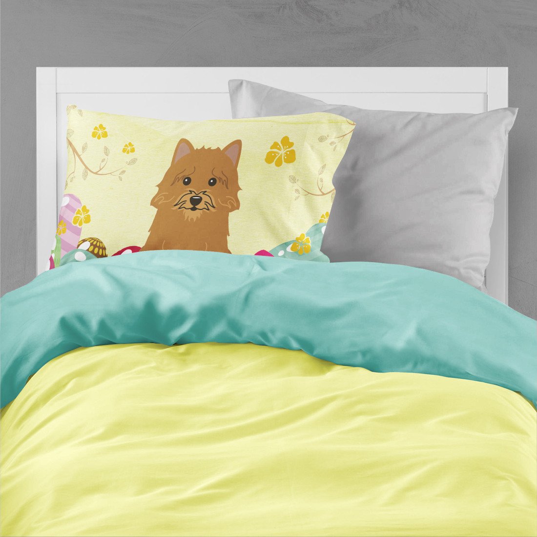 Easter Eggs Norwich Terrier Standard Pillowcase Lightweight Super Soft Easy Care Decorative Artwork Pillowcase, Standard