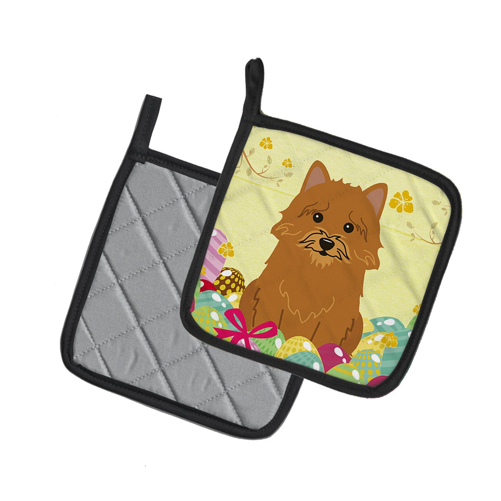 Easter Eggs Norwich Terrier Pot Holder Set of 2 Heat Resistant Quilted Hot Pads 7.5 x 7.5 Inch, Insulated Kitchen Trivets for Cooking & Baking