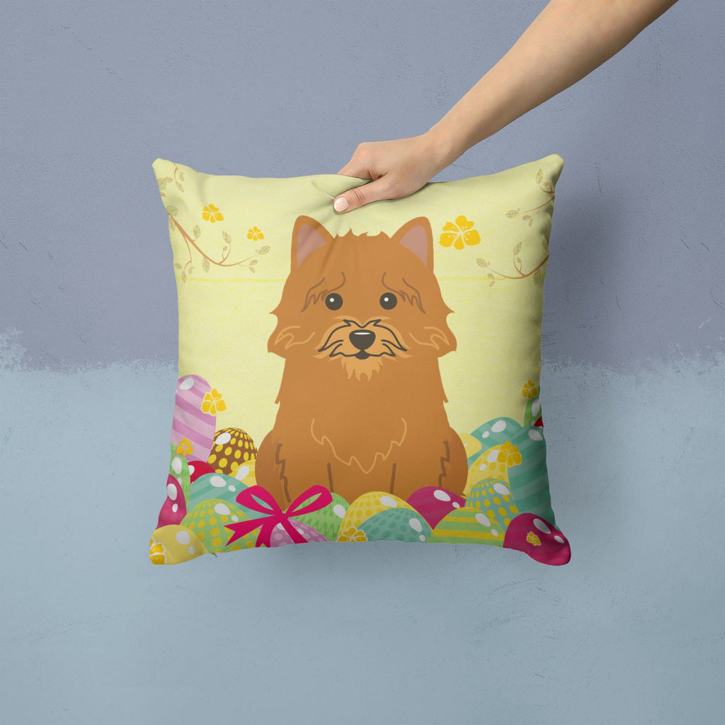 Easter Eggs Norwich Terrier Decorative Throw Pillow 14x14 Indoor Outdoor Accent Cushion, Fabric Cover with Insert for Sofa, Bed, Porch & Living Room
