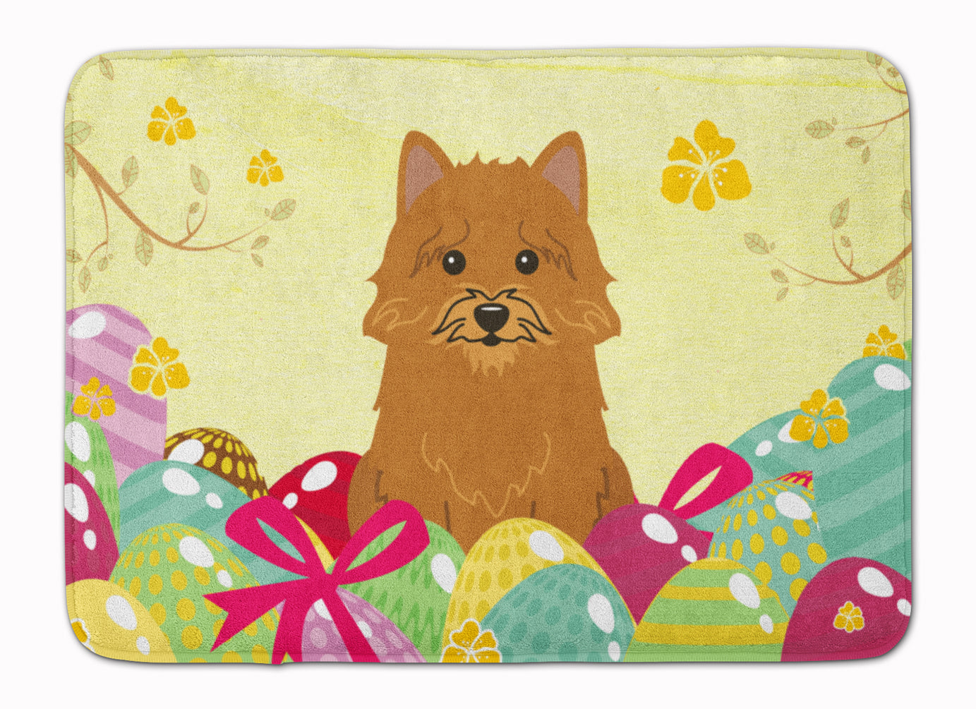 Easter Eggs Norwich Terrier Memory Foam Kitchen Mat Machine Washable Anti-Fatigue Cushion Comfort Bath or Kitchen Rug