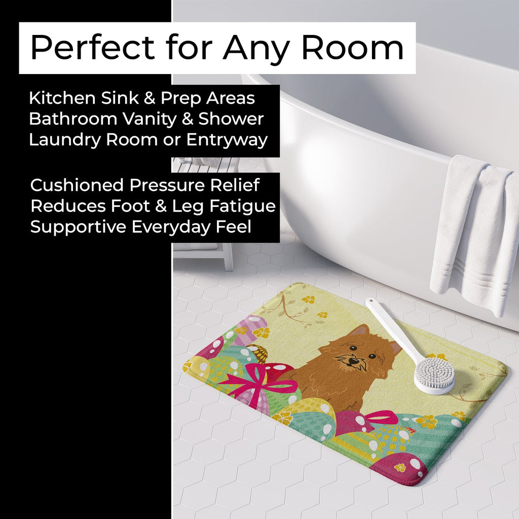 Easter Eggs Norwich Terrier Memory Foam Kitchen Mat Machine Washable Anti-Fatigue Cushion Comfort Bath or Kitchen Rug