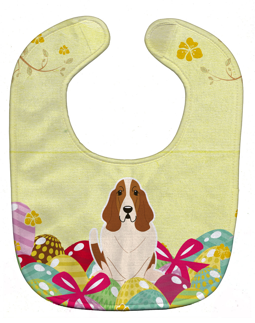Easter Eggs Basset Hound Baby Bib Easy-Clean Baby Bib Baby Feeding Accessory Baby Mealtime Essential, 10 x 13, Multicolor