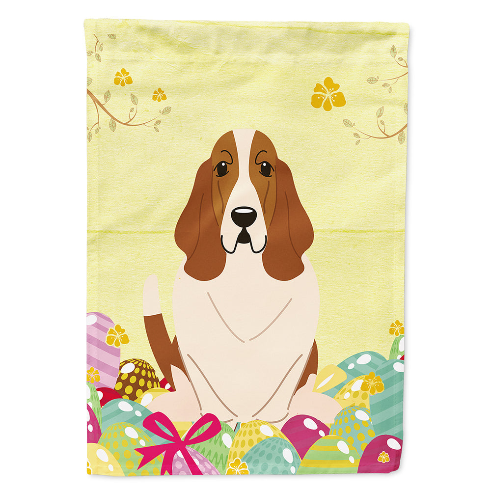 Easter Eggs Basset Hound House Flag 28x40 Porch Sleeve Pole Decorative Outside Yard Banner Artwork Wall Hanging, Polyester