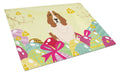 Easter Eggs Basset Hound Cutting Board Tempered Glass Kitchen Cutting Surface, Heat Resistant Chopping, Non-Slip Feet, Food Prep & Serving