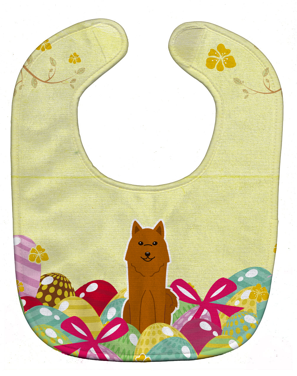 Easter Eggs Karelian Bear Dog Baby Bib Easy-Clean Baby Bib Baby Feeding Accessory Baby Mealtime Essential, 10 x 13, Multicolor