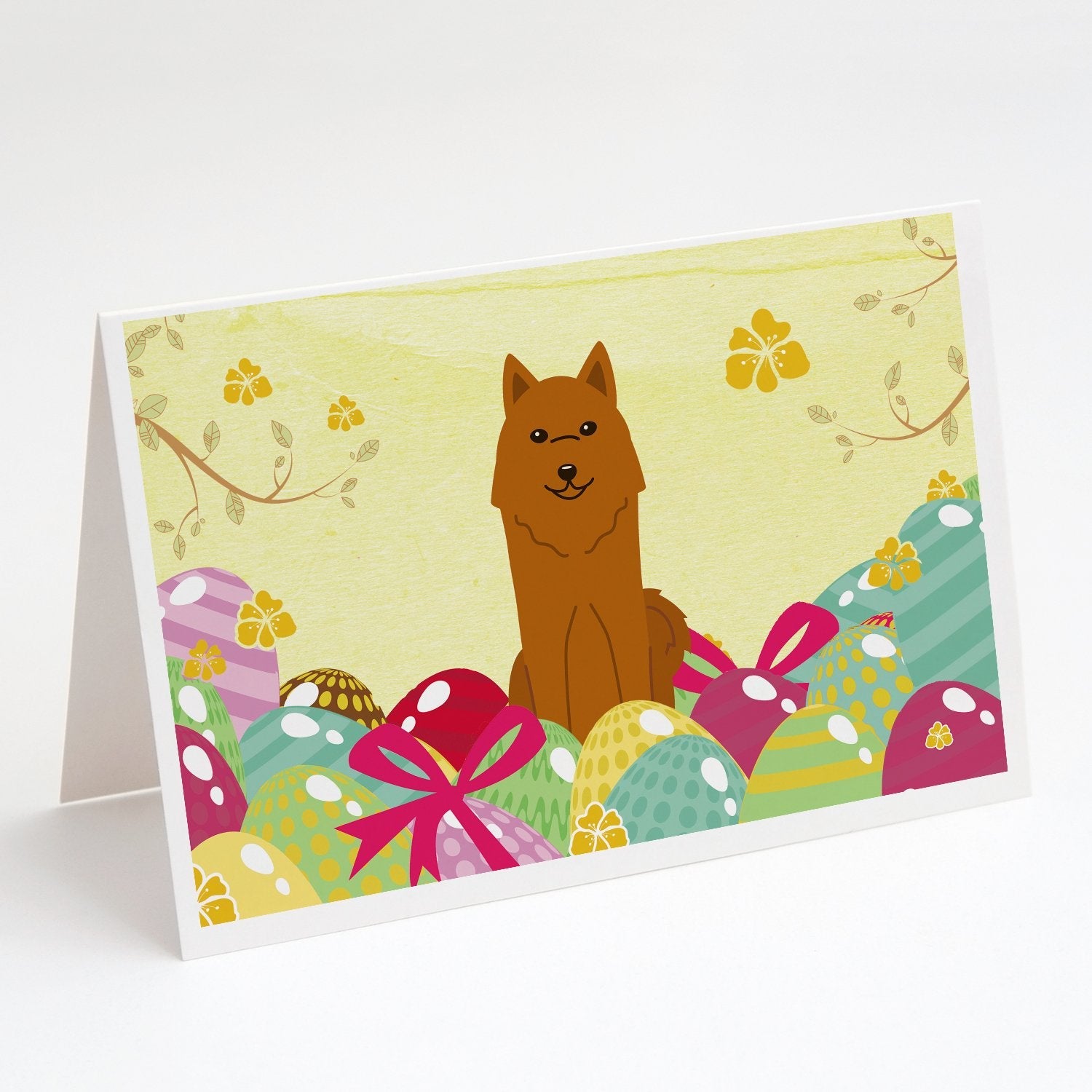 Easter Eggs Karelian Bear Dog Greeting Cards Pack of 8 Blank Cards with Envelopes Whimsical A7 Size 5x7