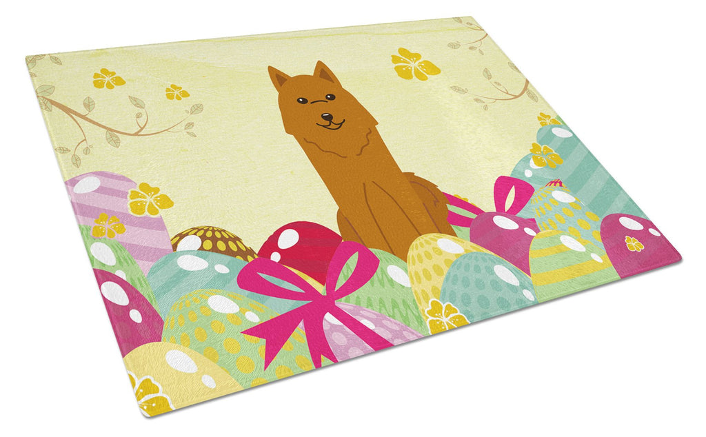 Easter Eggs Karelian Bear Dog Cutting Board Tempered Glass Kitchen Cutting Surface, Heat Resistant Chopping, Non-Slip Feet, Food Prep & Serving