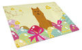 Easter Eggs Karelian Bear Dog Cutting Board Tempered Glass Kitchen Cutting Surface, Heat Resistant Chopping, Non-Slip Feet, Food Prep & Serving