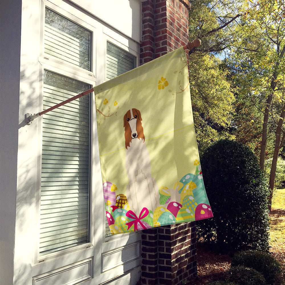Easter Eggs Borzoi House Flag 28x40 Porch Sleeve Pole Decorative Outside Yard Banner Artwork Wall Hanging, Polyester