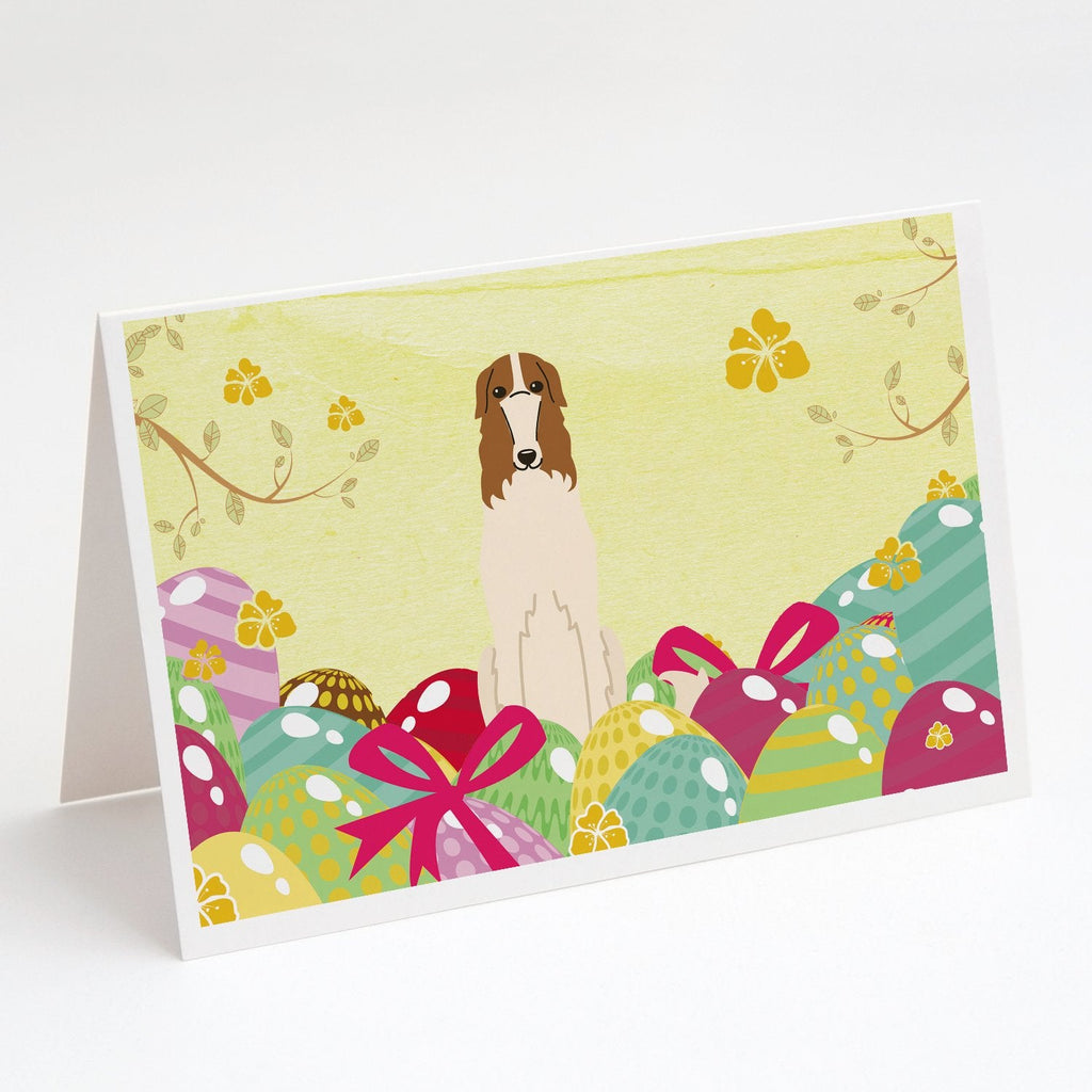 Easter Eggs Borzoi Greeting Cards Pack of 8 Blank Cards with Envelopes Whimsical A7 Size 5x7
