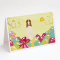 Easter Eggs Borzoi Greeting Cards Pack of 8 Blank Cards with Envelopes Whimsical A7 Size 5x7