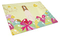 Easter Eggs Borzoi Cutting Board Tempered Glass Kitchen Cutting Surface, Heat Resistant Chopping, Non-Slip Feet, Food Prep & Serving