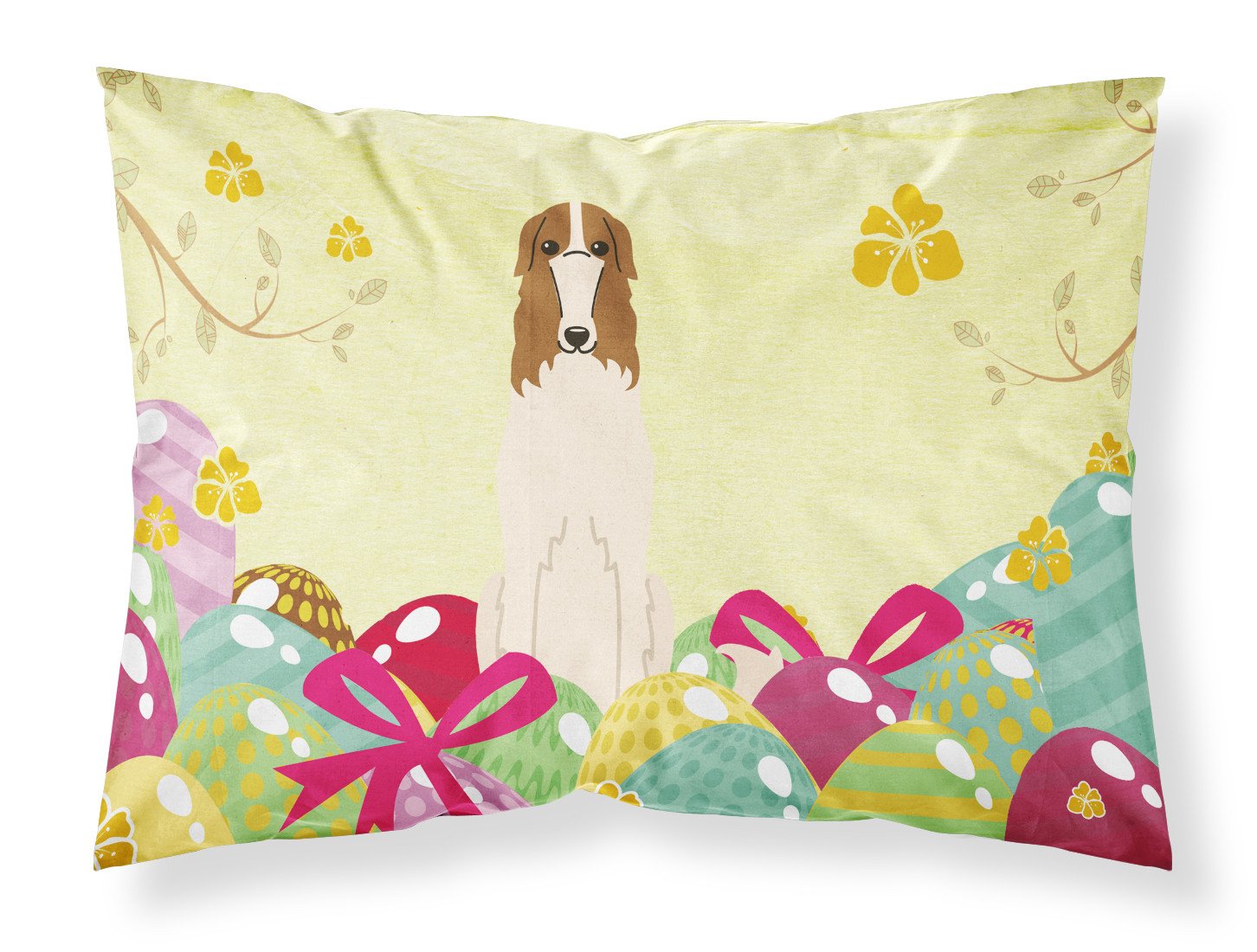 Easter Eggs Borzoi Standard Pillowcase Lightweight Super Soft Easy Care Decorative Artwork Pillowcase, Standard