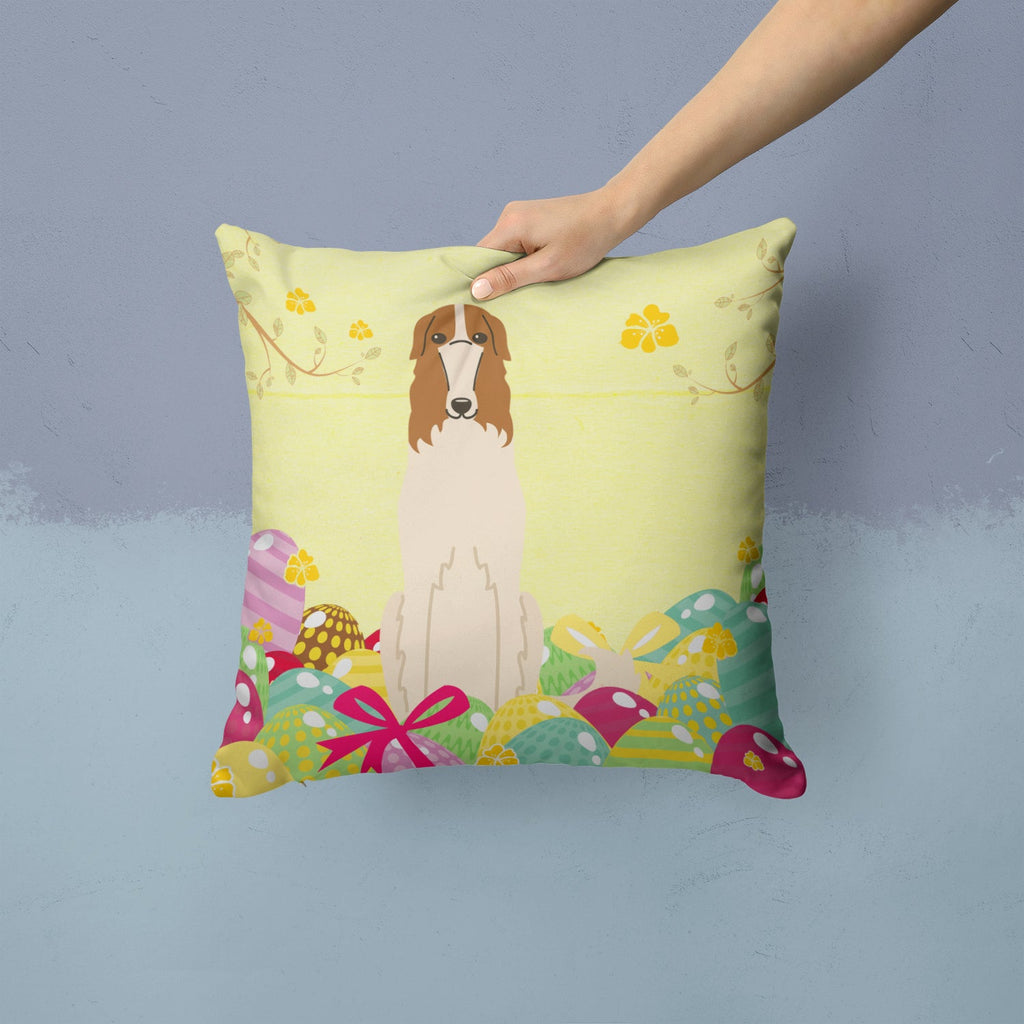 Easter Eggs Borzoi Decorative Throw Pillow 14x14 Indoor Outdoor Accent Cushion, Fabric Cover with Insert for Sofa, Bed, Porch & Living Room