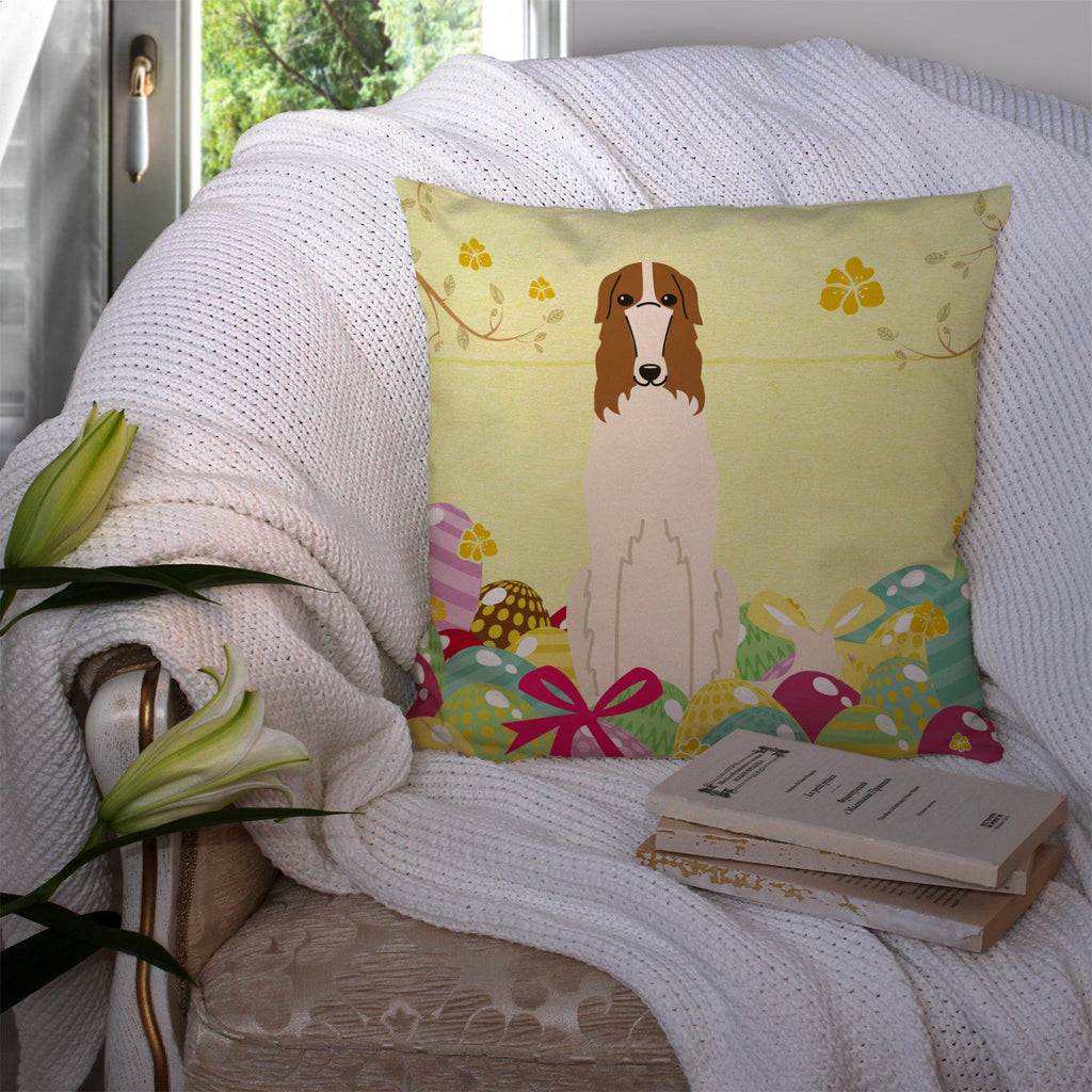 Easter Eggs Borzoi Decorative Throw Pillow 14x14 Indoor Outdoor Accent Cushion, Fabric Cover with Insert for Sofa, Bed, Porch & Living Room