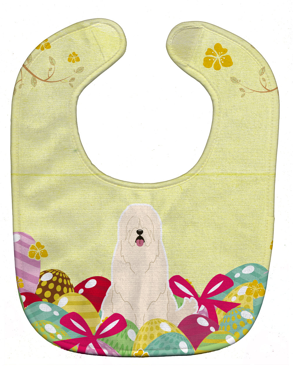 Easter Eggs South Russian Sheepdog Baby Bib Easy-Clean Baby Bib Baby Feeding Accessory Baby Mealtime Essential, 10 x 13, Multicolor