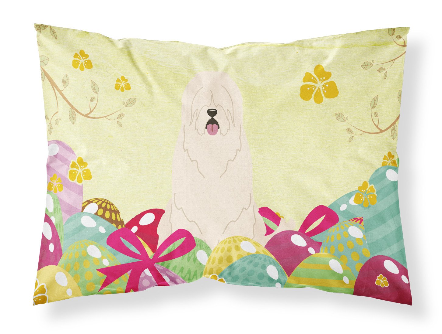 Easter Eggs South Russian Sheepdog Standard Pillowcase Lightweight Super Soft Easy Care Decorative Artwork Pillowcase, Standard