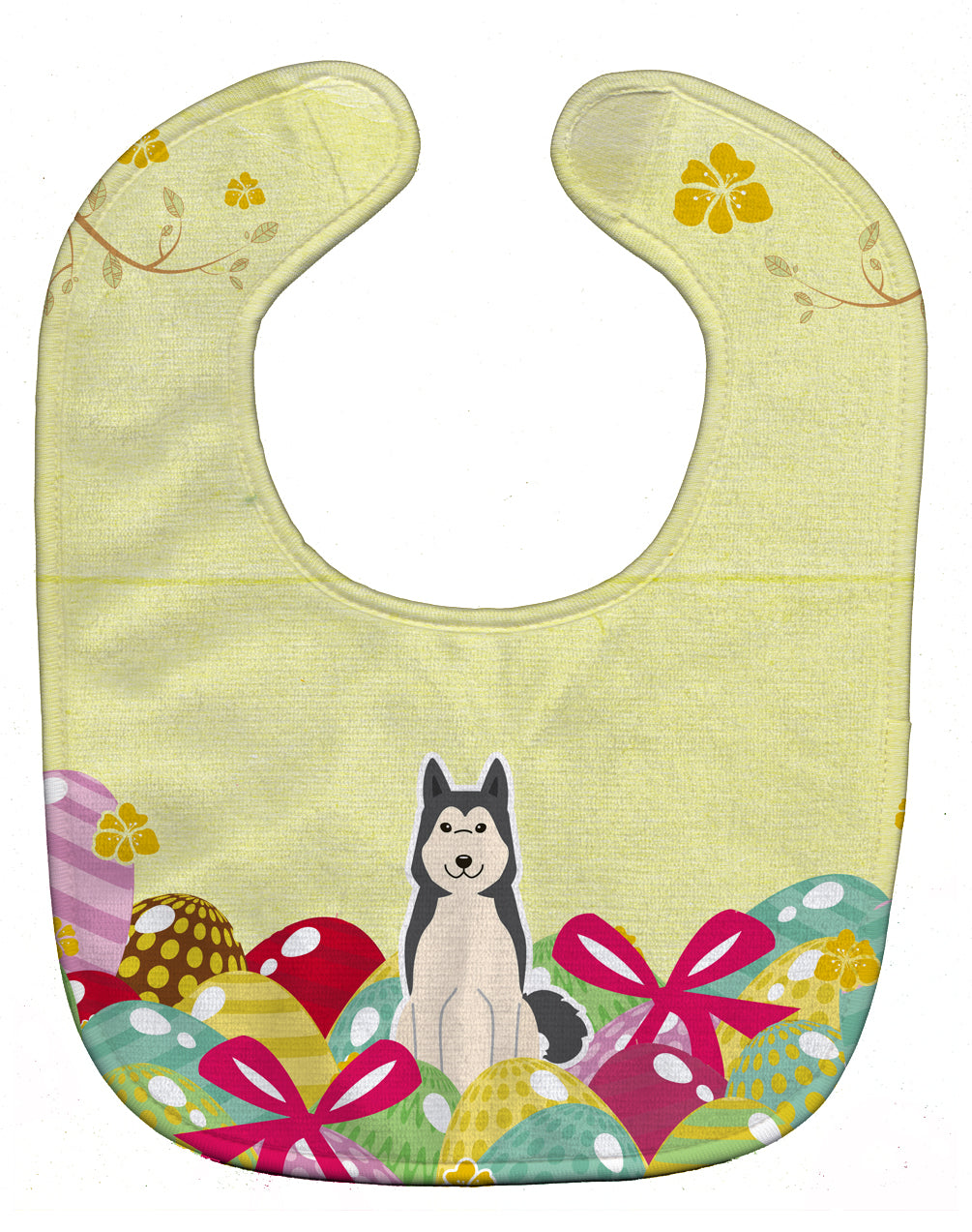 Easter Eggs West Siberian Laika Spitz Baby Bib Easy-Clean Baby Bib Baby Feeding Accessory Baby Mealtime Essential, 10 x 13, Multicolor