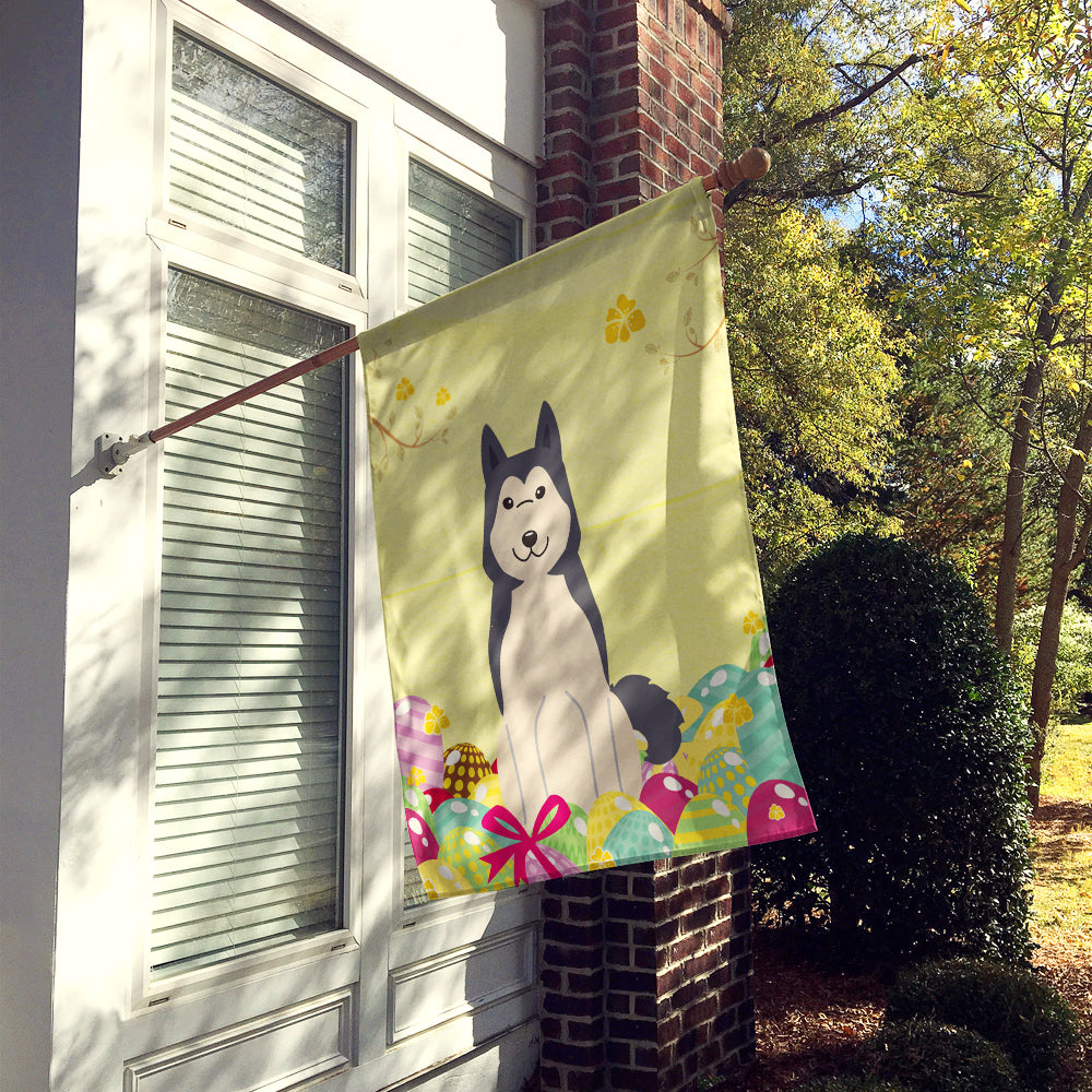 Easter Eggs West Siberian Laika Spitz House Flag 28x40 Porch Sleeve Pole Decorative Outside Yard Banner Artwork Wall Hanging, Polyester