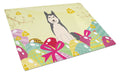 Easter Eggs West Siberian Laika Spitz Cutting Board Tempered Glass Kitchen Cutting Surface, Heat Resistant Chopping, Non-Slip Feet, Food Prep & Serving